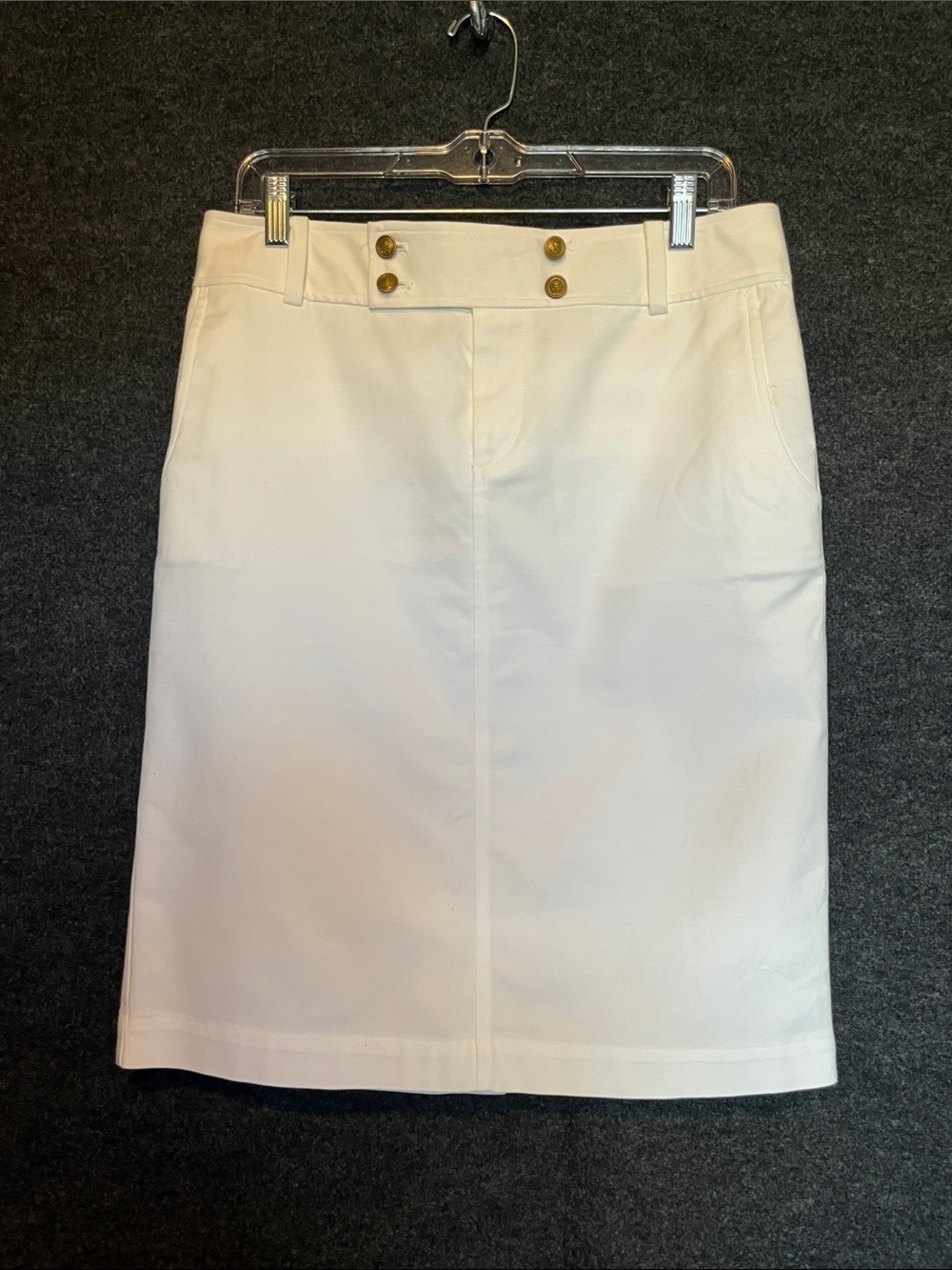 Lauren Ralph Lauren White Pencil Skirt with Gold-Tone Buttons